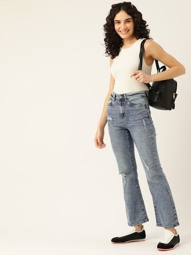 Machine Washable Slim Fit Ladies Designer Bootcut Denim Jeans