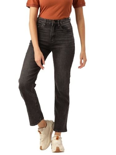 Women Casual Black Straight Fit Stretchable Denim Jeans