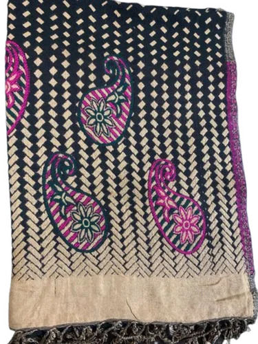 Multicolor 28X80 Inches Rectangular Cashmilon Jacquard Weave Shawl