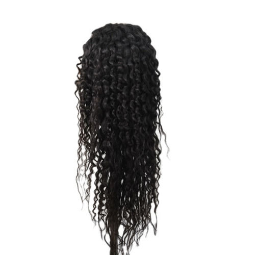 Black 30 Inches 250 Gram Hand Tied Synthetic Curly Hair Wig For Womens