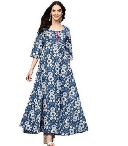 Casual Wear Printed Modern Anarkali Cotton Kurti For Ladies Use Bust Size: 34 Inch (In)