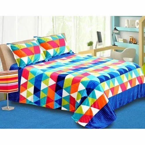 Check Printed Design Double Bed Sheets With 2 Pillow Cover