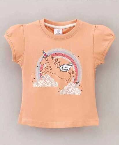 Fancy Design Printed Round Neck Kids T Shirt With Short Sleeves