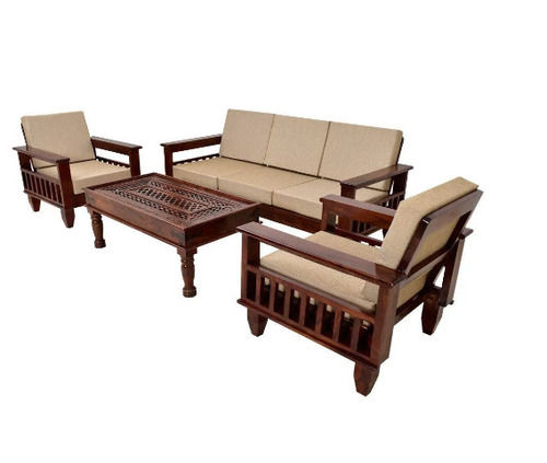 Machine Made Polished Wooden Sofa Set For Living Room