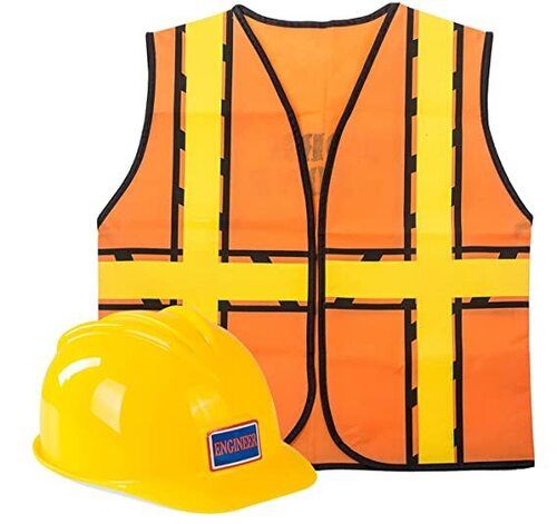 Polyester Reflective Safety Jacket With Yellow Plastic Helmet