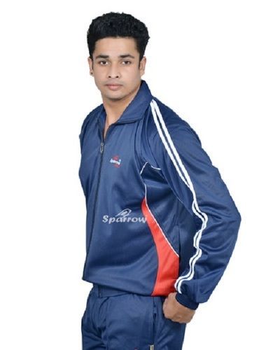 Blue Regular Fit Adult Full Sleeve Polyester Mens Tracksuits 