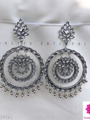 Silver Shimmering Fancy Imitation Earrings