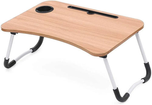 1.5x1 Foot Modern Rectangular Stainless Steel And Wooden Laptop Table 