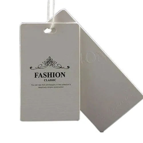 Grey 1.9 Mm Thick 3X5 Inches Rectangular Printed Hard Paper Garment Tag