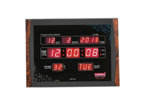 Multicolo 1 Kilogram 15 Inches Matt Finished Rectangular Plastic And Glass Body Digital Wall Clock