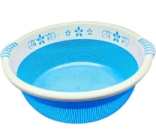 Sky Blue 12X18 Inch Round Printed Plastic Fruit Basket