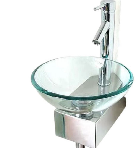 Any Color 15 Inch Round Glossy Finish Transparent Glass Wash Basin