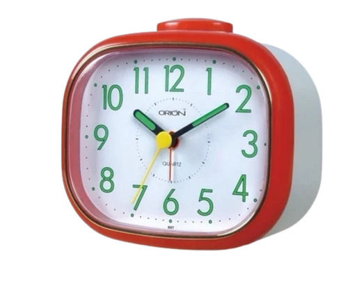 Red 6 Inches 120 Gram Matt Finish Rectangular Plastic Body Alarm Table Clock 