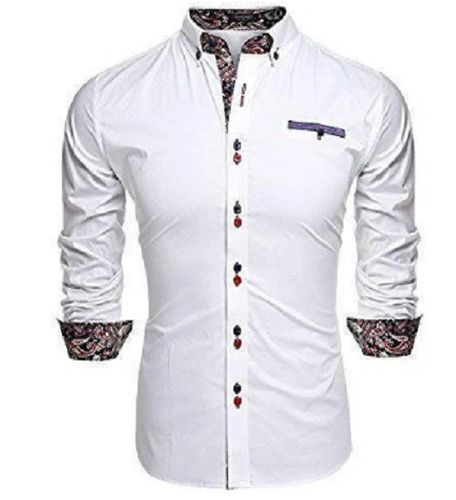 Cotton Plain Full Sleeve Button Down Collar Shirts For Men Wear Age Group: 18 Above