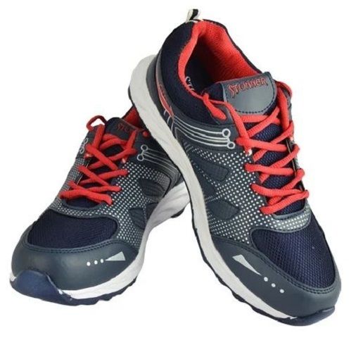 Blue And Red Eva Insole Lace Closure Canvas Running Shoes For Mens