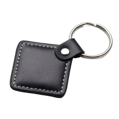 Black And Silver Matte Finished Scratch Resistance Artificial Leather Key Chain