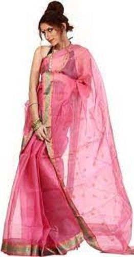 Pink Lightweight Comfortable Chanderi Saree