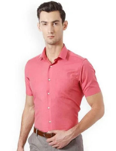 Plain Dyed Cotton Half Sleeves Shirt For Mens Chest Size: 42 Inch