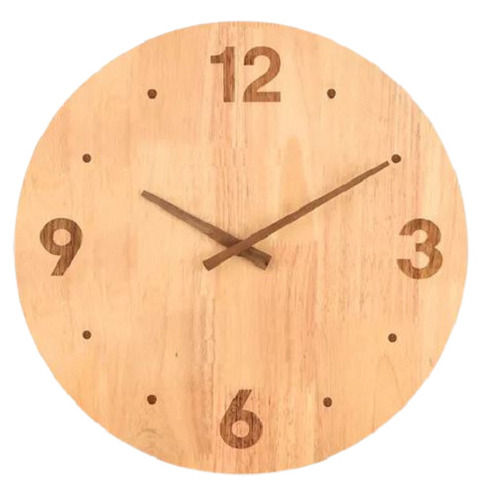 Battery Operated Lightweight Round Shape Solid Wooden Decorative Analog Wall Clock