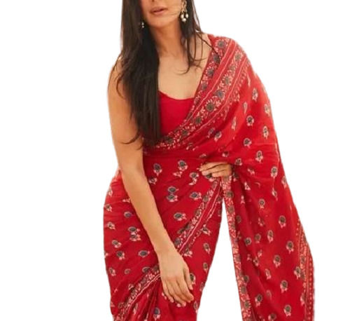 Casual Wear Art Silk Printed Cotton Saree For Ladies