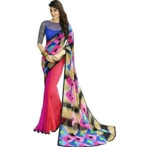 Multicolor Casual Wear Georgette Bollywood Designer Printed Saree For Ladies