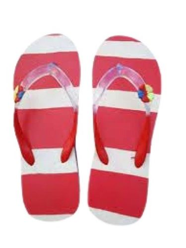 Summer Ladies Pink With White Rubber Slipper