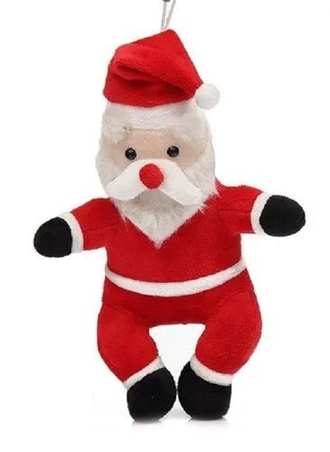 Red And White 25 Cm Lightweight Plush Fabric Santa Toy For Christmas Decoration Use