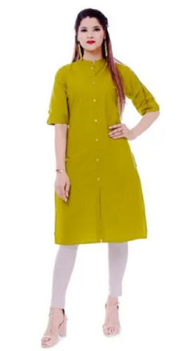 3 By 4 Sleeve Casual Wear Modern Plain Cotton Kurtis For Daily Use