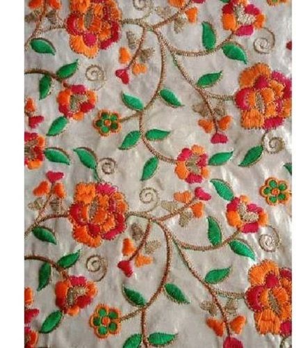 50 Meter Long Shrink Resistant Silk Floral Hand Embroidery Fabric