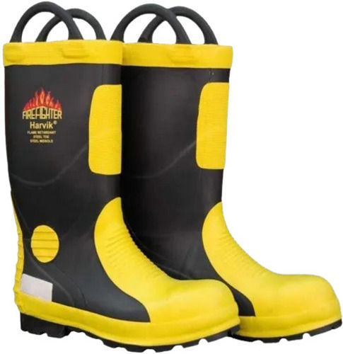 Black And Yellow 800 Grams Poly Urethane Protective Footwear For Fire Fighting 