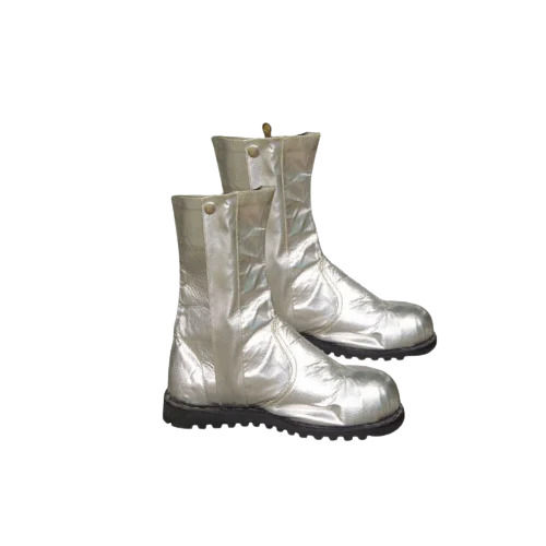 Silver High Ankle Anti Radiation Fire Proof Aluminium Coating Industrial Safety Shoe