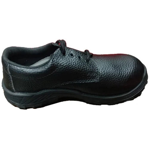 Low Ankle Leather Safety Shoes - Leather Upper, Size 6, Black Color | Durable, Long Lasting, Anti Hit Resistivity, Anti Skid, Fine Finishing