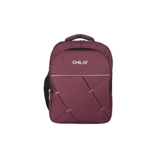 Maroon 38.79X33.9X4.2 Cm Zipper Top Polyester Bag For School 