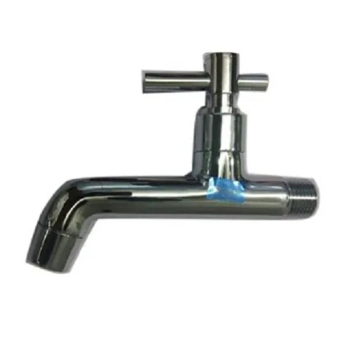 Stainless Steel Bathroom Tap - 9 Inch Round, Glossy Silver Finish | Ergonomic Hand Lever, Wall Mounted Design