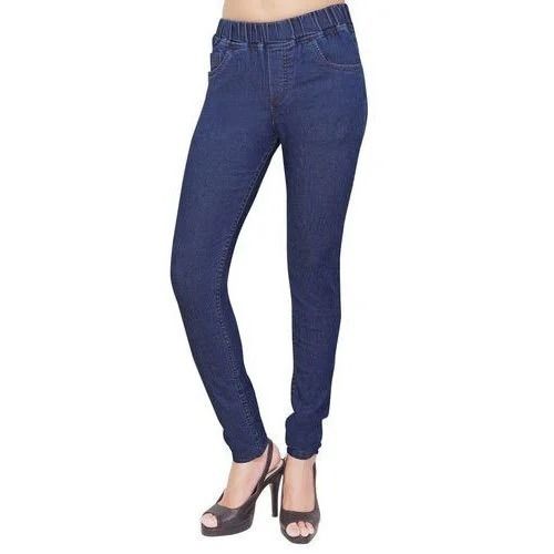 Casual Wear Regular Fit Plain Dyed Cotton And Spandex Jegging 