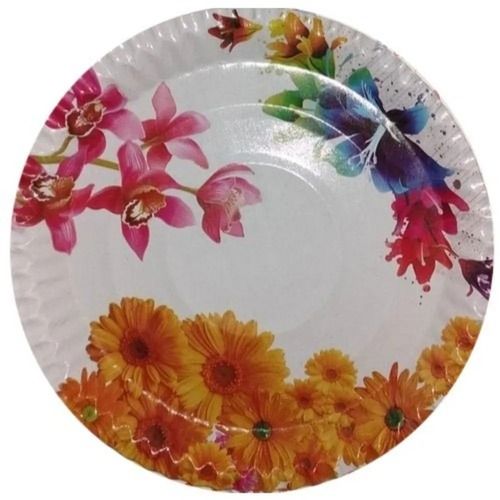 Multicolor Disposable Round Floral Printed Paper Plate For Event And Party