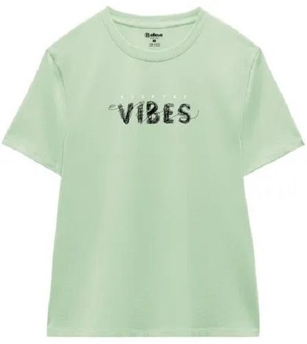 Light Green O Neck Short Sleeves Plain Dyed Cotton T Shirts For Mens 