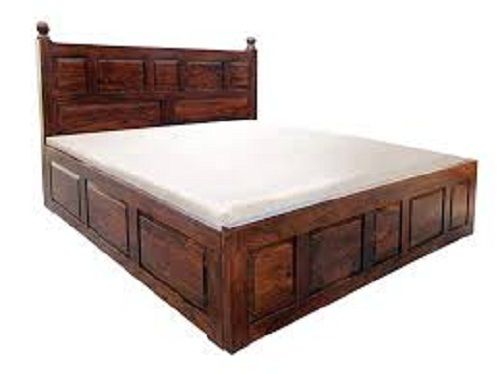 Floor Standing Indian Style Termite Resistant Polished Solid Wooden Double Bed