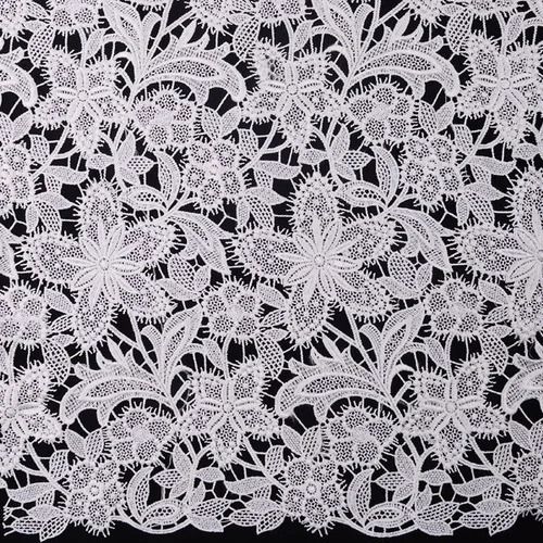 White Washable One Sided Plain Embroidered Polyester Chemical Lace 