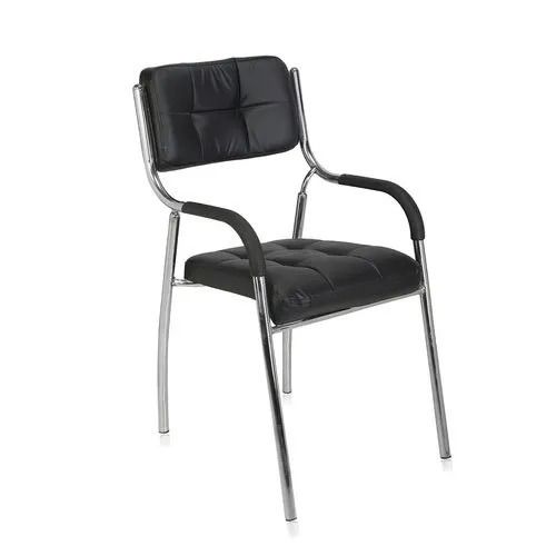 13.6 Kilograms Polished Stainless Steel And Leather Portable Visitor Chair