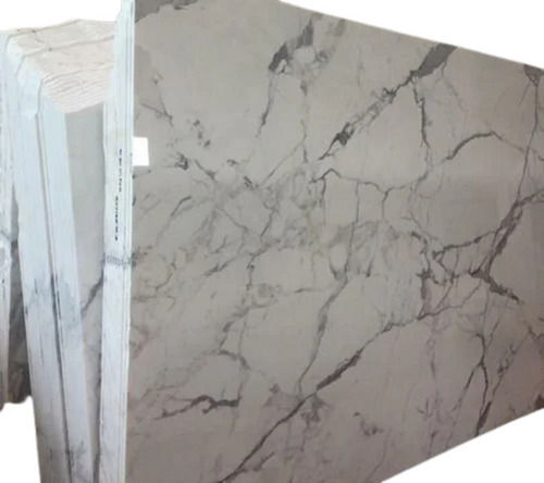 White 18 Mm Thick Polished Finish Rectangular Italian Marble For Flooring Use