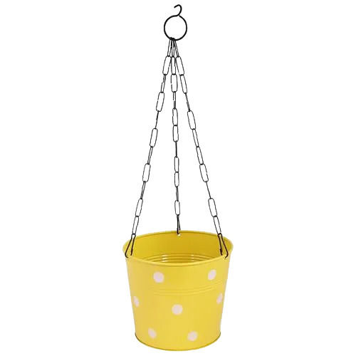 7 Inch Round Paint Coated Iron Hanging Planter For Home Decoration 