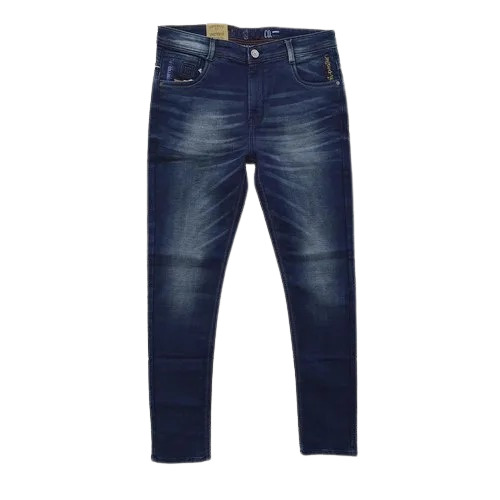 Regular Fit Plain Dyed Anti Wrinkle Denim Jeans For Men - 100% Cotton 40 Inches Length Blue Color | Quick Dry Breathable Washable