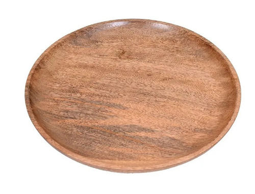 10 Inches Polished Finish Round Wooden Plate For Home And Gift Use