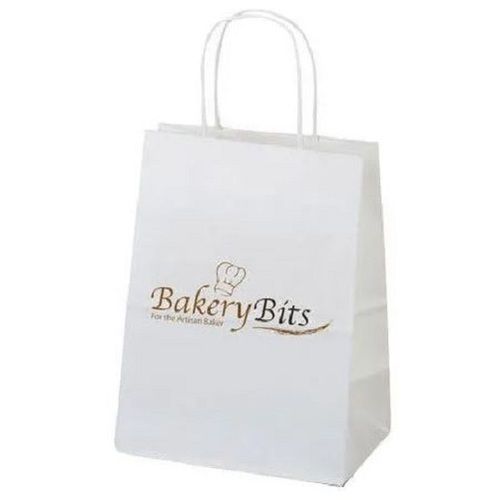 White 15X8 Inches Printed Coated Paper Carry Bag For Shopping