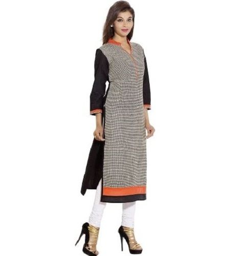 Multicolor 3 By 4 Sleeve Daily Wear Printed Cotton Kurti For Ladies