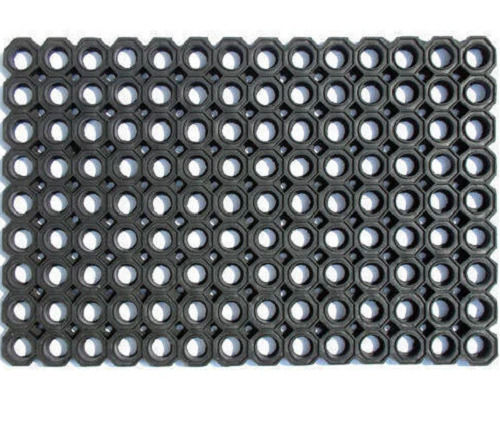 Black 40X60 Cm Braided Rectangular Plain Rubber Tpr Door Mats