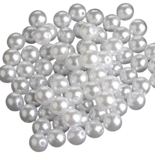 White 5 Mm Round Glossy Shine Synthetic Pearl Beads For Garments 