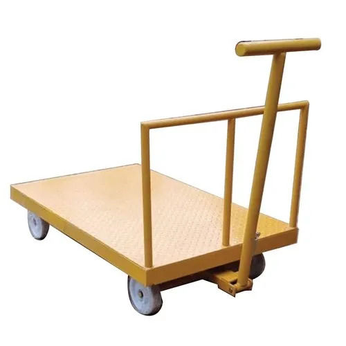 Yellow High Impact Flat Carry Heavy Product Mild Steal Trolley For Industrial Use