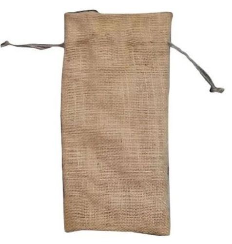 Brown Plain Drawstring Jute Pouch Bag